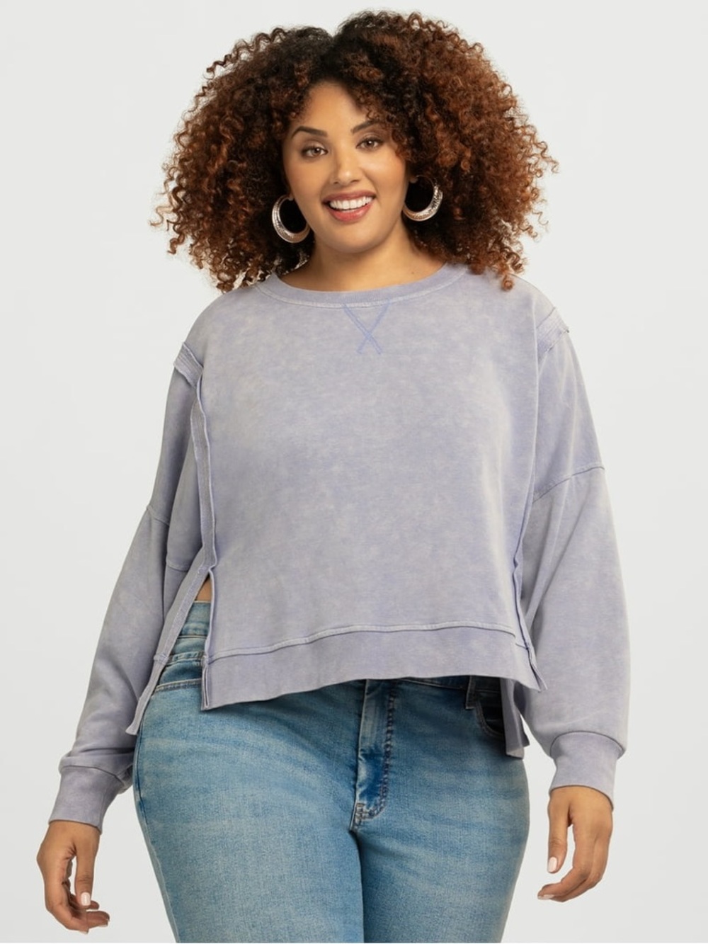 Light blue Washed Cropped Sweatshirt size 2X